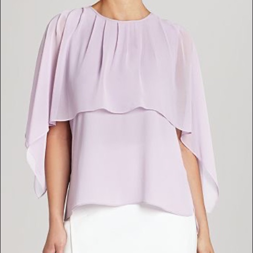 BCBGMAXAZRIA Women's Jeanne Pleated Chiffon Overlay Top